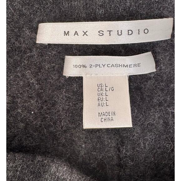 Max Studio Large 2 Ply Cashmere Gray Joggers - Picture 5 of 8